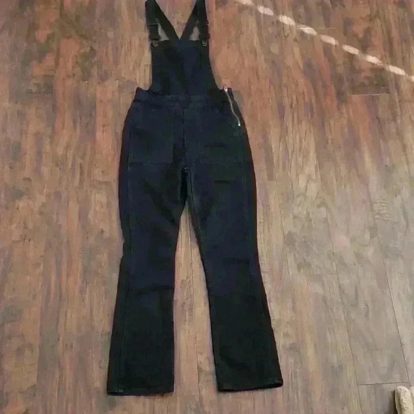 Madewell XXS Black Grunge Moto Alternative Stretch Crop Overalls - Picture 1 of 9